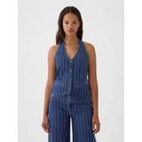 Pinstripe Denim Halter Vest