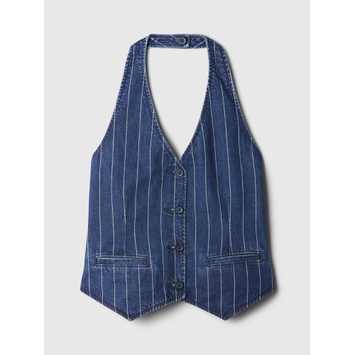 갭 Pinstripe Denim Halter Vest