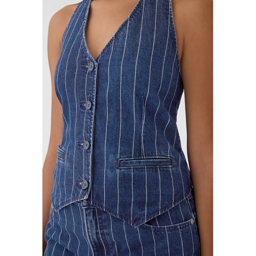 갭 Pinstripe Denim Halter Vest