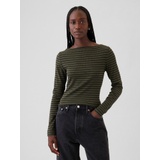 Modern Rib Cropped Boatneck T-Shirt