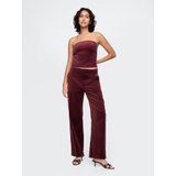 High Rise Velvet Straight Pants