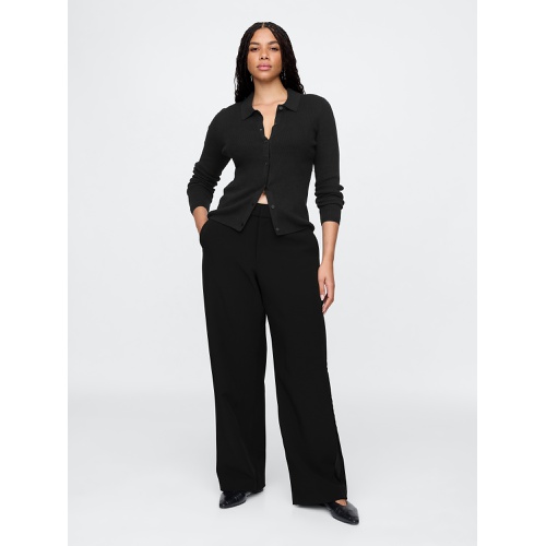 갭 365 Mid Rise Satin-Trim Trousers