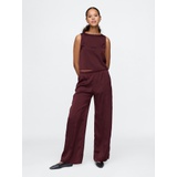 Mid Rise Recycled Satin Seamed Pants