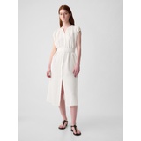 Crinkle Gauze Belted Midi Dress