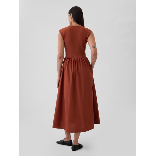 갭 Drop-Waist Mixed Media Midi Dress