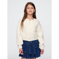 Kids Cropped Pointelle Heart Cardigan