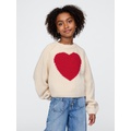 Kids Cropped Chunky Heart Sweater