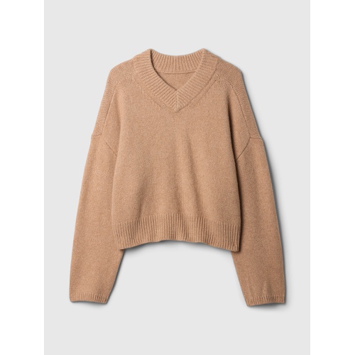 갭 CashSoft Cropped High V-Neck Sweater