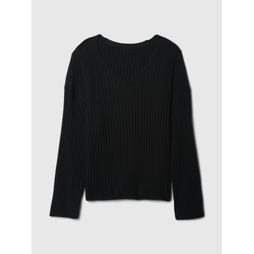 갭 CashSoft Wide Rib V-Neck Sweater