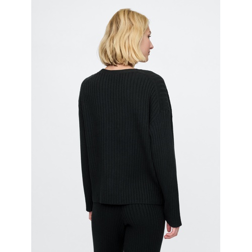 갭 CashSoft Wide Rib V-Neck Sweater