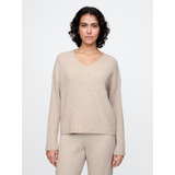 CashSoft Wide Rib V-Neck Sweater