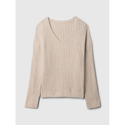 갭 CashSoft Wide Rib V-Neck Sweater