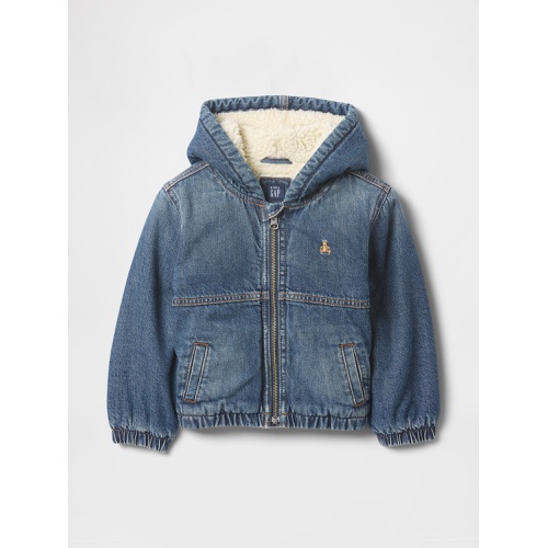 갭 Baby & Toddler Sherpa-Lined Hooded Denim Jacket