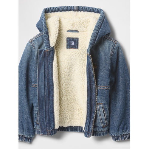 갭 Baby & Toddler Sherpa-Lined Hooded Denim Jacket