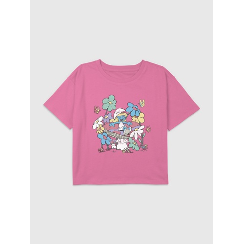 갭 Kids The Smurfs Mushroom Dance Graphic Boxy Crop T-Shirt