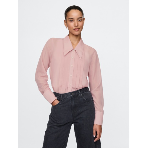 갭 Gap Sheer Classic Tuxedo Shirt