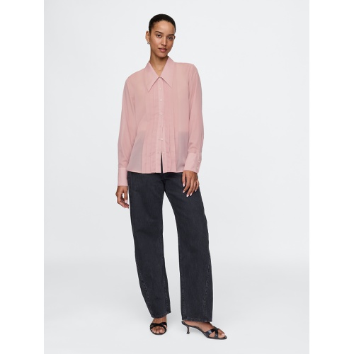 갭 Gap Sheer Classic Tuxedo Shirt