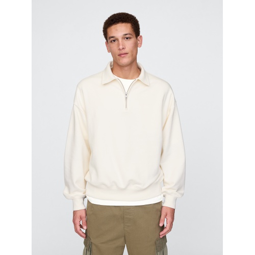 갭 Heavyweight Quarter-Zip Polo Sweatshirt