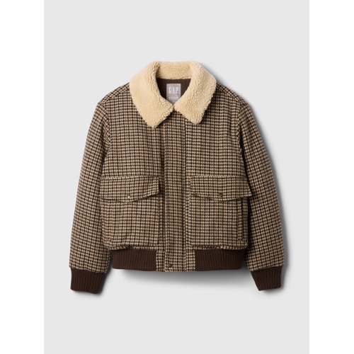 갭 Wool-Blend Houndstooth Bomber Jacket