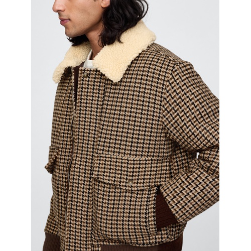 갭 Wool-Blend Houndstooth Bomber Jacket