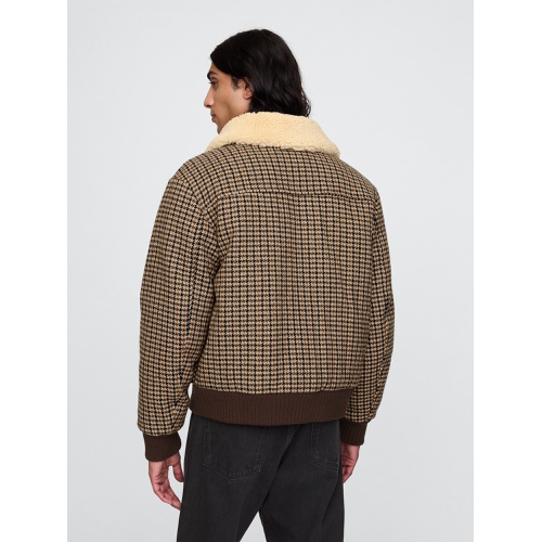 갭 Wool-Blend Houndstooth Bomber Jacket