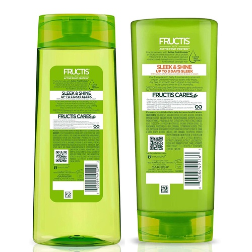  Garnier Fructis Sleek and Shine 22 fl; oz; - 1 Shampoo + 1 Conditioner (Family Size)