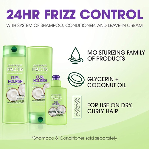  Garnier Hair Care Fructis Triple Nutrition Curl Nourish Moisture Leave-in Conditioner, 10.2 Fluid Ounce, 2 Count, Package may vary