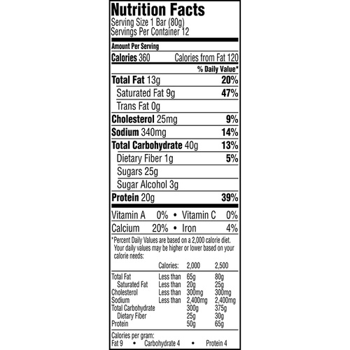  Gatorade Whey Protein Bars, Cookies & Creme, 2.8 oz bars (Pack of 12, 20g of protein per bar)