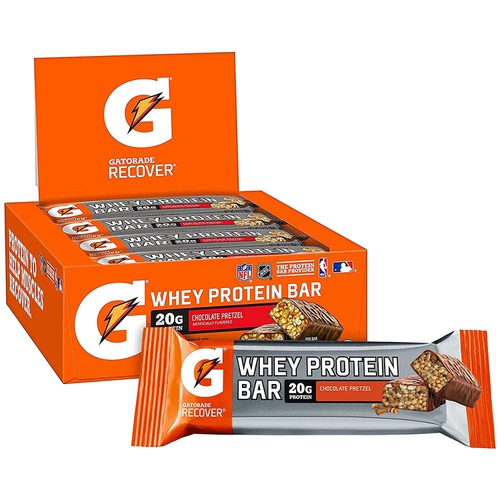  Gatorade Whey Protein Bars, Cookies & Creme, 2.8 oz bars (Pack of 12, 20g of protein per bar)