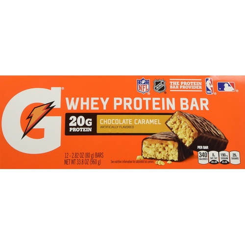  Gatorade Whey Protein Bars, Cookies & Creme, 2.8 oz bars (Pack of 12, 20g of protein per bar)