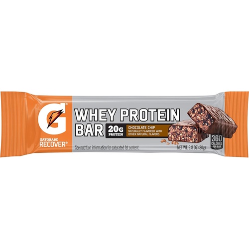  Gatorade Whey Protein Bars, Cookies & Creme, 2.8 oz bars (Pack of 12, 20g of protein per bar)