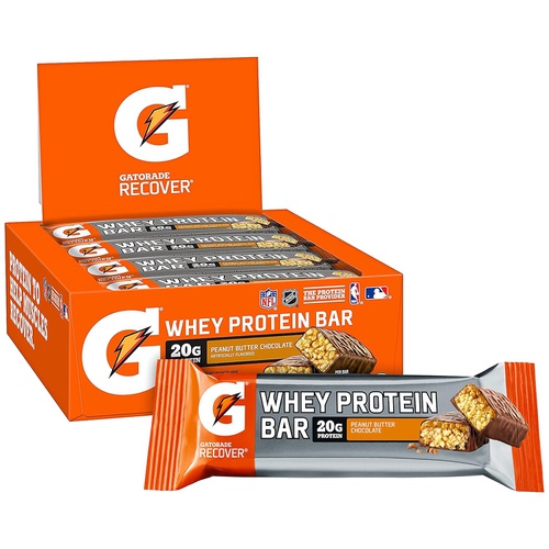  Gatorade Whey Protein Bars, Cookies & Creme, 2.8 oz bars (Pack of 12, 20g of protein per bar)