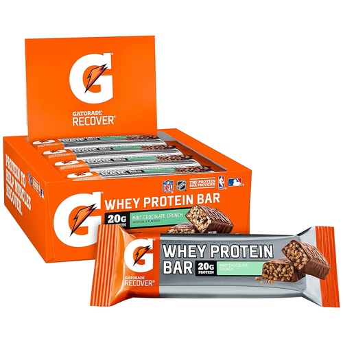  Gatorade Whey Protein Bars, Cookies & Creme, 2.8 oz bars (Pack of 12, 20g of protein per bar)