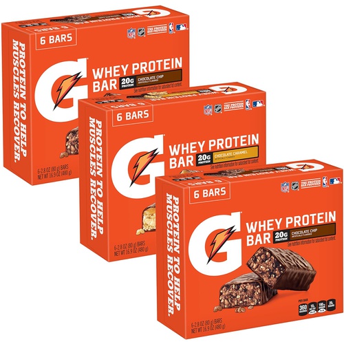  Gatorade Whey Protein Bars, Cookies & Creme, 2.8 oz bars (Pack of 12, 20g of protein per bar)