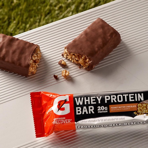  Gatorade Whey Protein Bars, Cookies & Creme, 2.8 oz bars (Pack of 12, 20g of protein per bar)