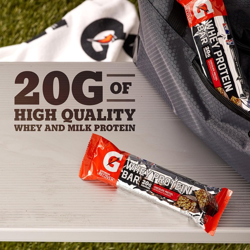  Gatorade Whey Protein Bars, Cookies & Creme, 2.8 oz bars (Pack of 12, 20g of protein per bar)