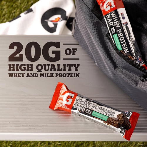  Gatorade Whey Protein Bars, Cookies & Creme, 2.8 oz bars (Pack of 12, 20g of protein per bar)