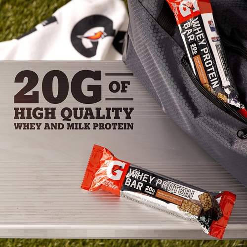  Gatorade Whey Protein Bars, Cookies & Creme, 2.8 oz bars (Pack of 12, 20g of protein per bar)