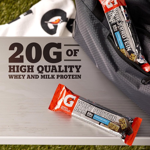  Gatorade Whey Protein Bars, Cookies & Creme, 2.8 oz bars (Pack of 12, 20g of protein per bar)