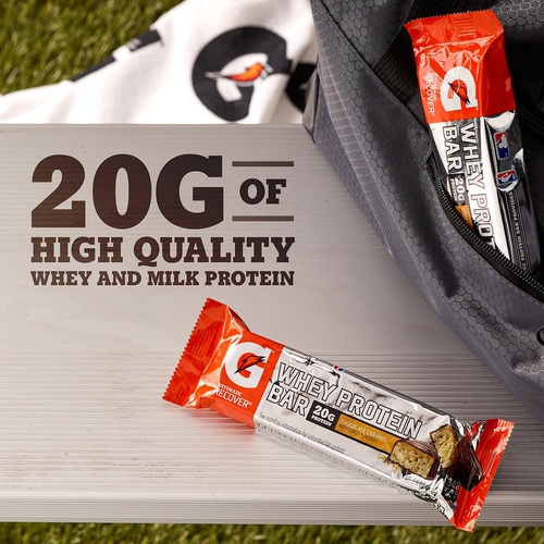  Gatorade Whey Protein Bars, Cookies & Creme, 2.8 oz bars (Pack of 12, 20g of protein per bar)