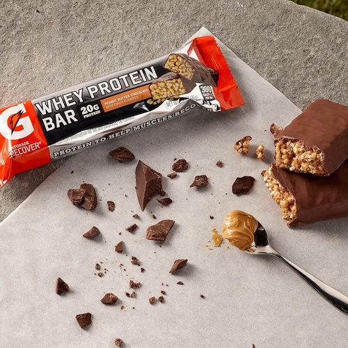  Gatorade Whey Protein Bars, Cookies & Creme, 2.8 oz bars (Pack of 12, 20g of protein per bar)