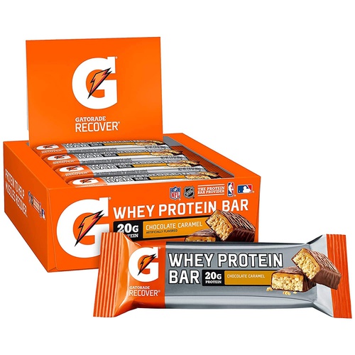  Gatorade Whey Protein Bars, Chocolate Pretzel, 2.8 oz bars (Pack of 12, 20g of protein per bar)