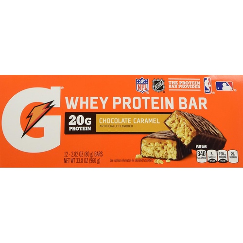  Gatorade Whey Protein Bars, Chocolate Pretzel, 2.8 oz bars (Pack of 12, 20g of protein per bar)