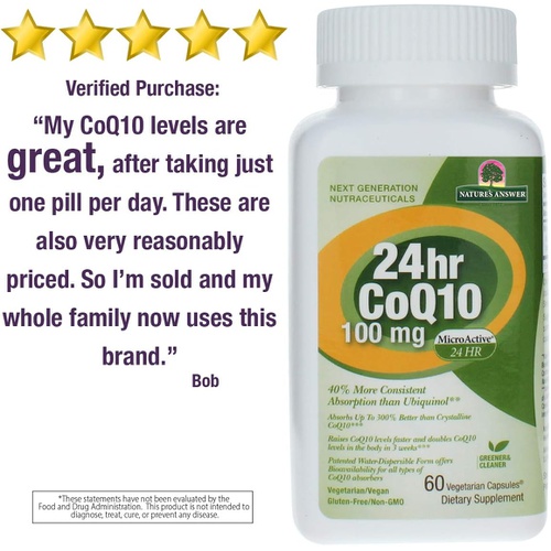  Genceutic Naturals CoQ10 24 Hr Microactive Dietary Supplement Vegetarian Vegan Gluten Free Non GMO Ideal for Healthy Blood Sugar Levels Cardiovascular Immune Function - 100mg (60 C