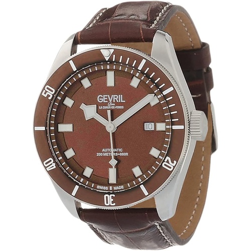  Gevril Men Yorkville Automatic Watch with Stainless Steel Strap, Black, 20 (Model: 48608.1)