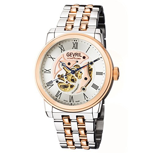  Gevril Mens Vanderbilt Swiss Automatic Watch with Rose Gold Tone/Stainless Steel Strap, Two, 22 (Model: 2693)