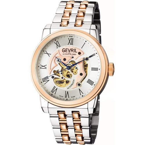  Gevril Mens Vanderbilt Swiss Automatic Watch with Rose Gold Tone/Stainless Steel Strap, Two, 22 (Model: 2693)