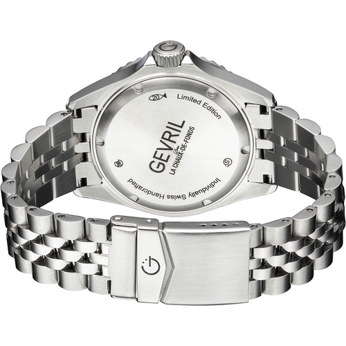  Gevril Mens Wall Street Swiss Automatic Watch with Stainless Steel Strap, Silver, 22 (Model: 4857B)