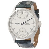 Gevril Mens Stainless Steel Swiss Mechanical Watch with Italian Leather Strap, Blue, 20 (Model: 462002-L2)