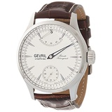 Gevril Mens Stainless Steel Swiss Mechanical Watch with Italian Leather Strap, Brown, 20 (Model: 462002-L2)